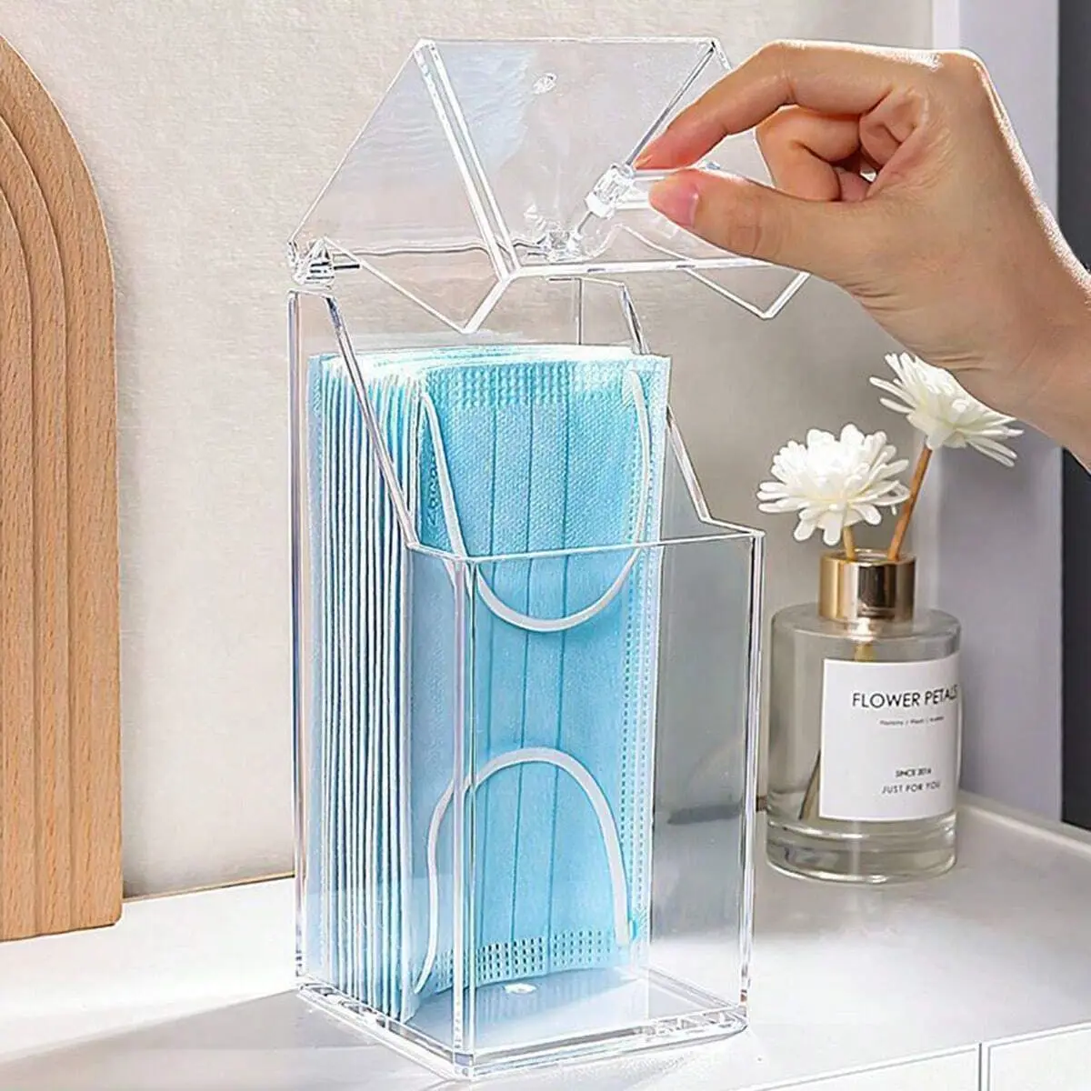 Face Mask Storage Box - 1/2pcs-Transparent Mask Storage Box with Cover
