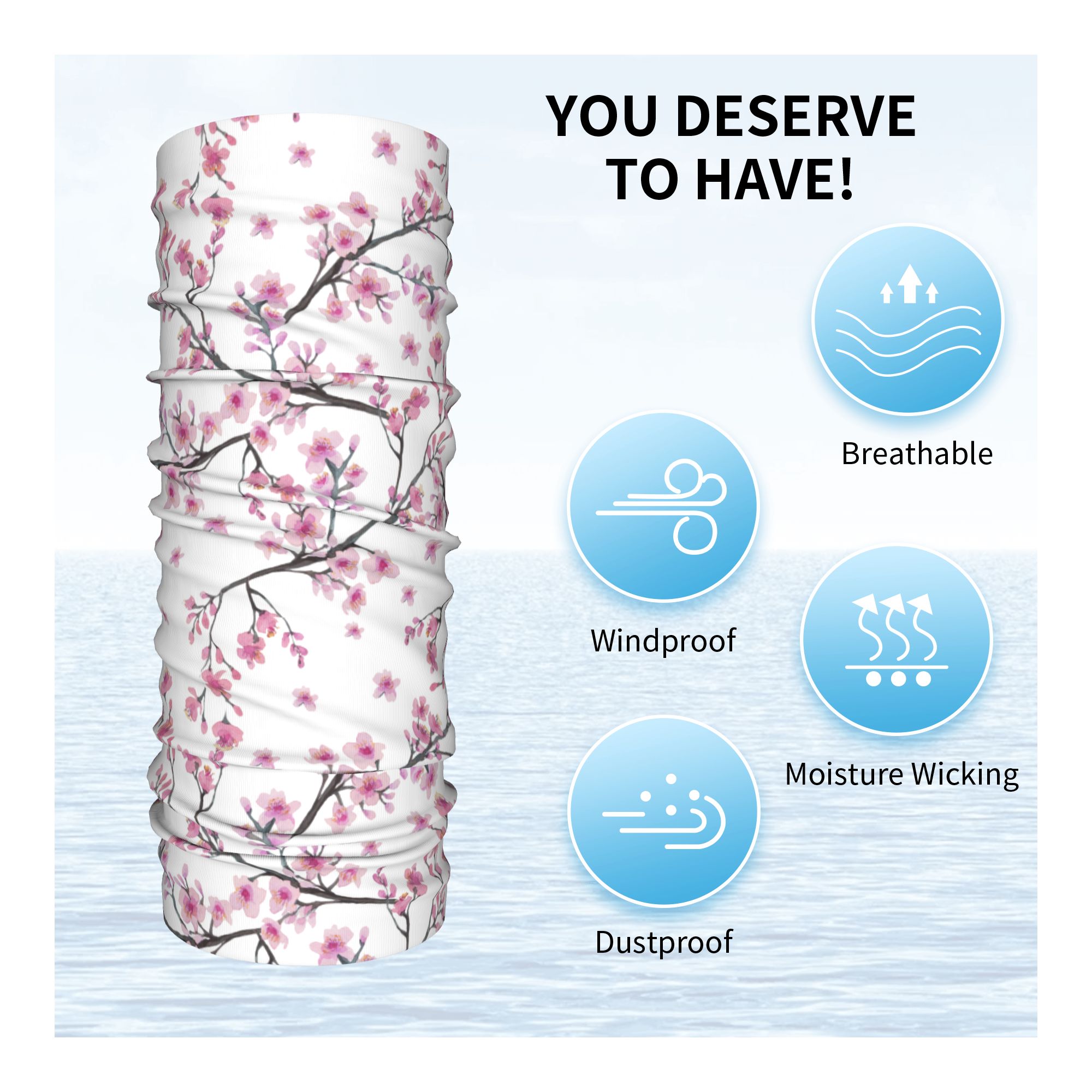 Japan Sakura Cherry Blossoms w - Neck Gaiter Face Cover ulasan dan harga