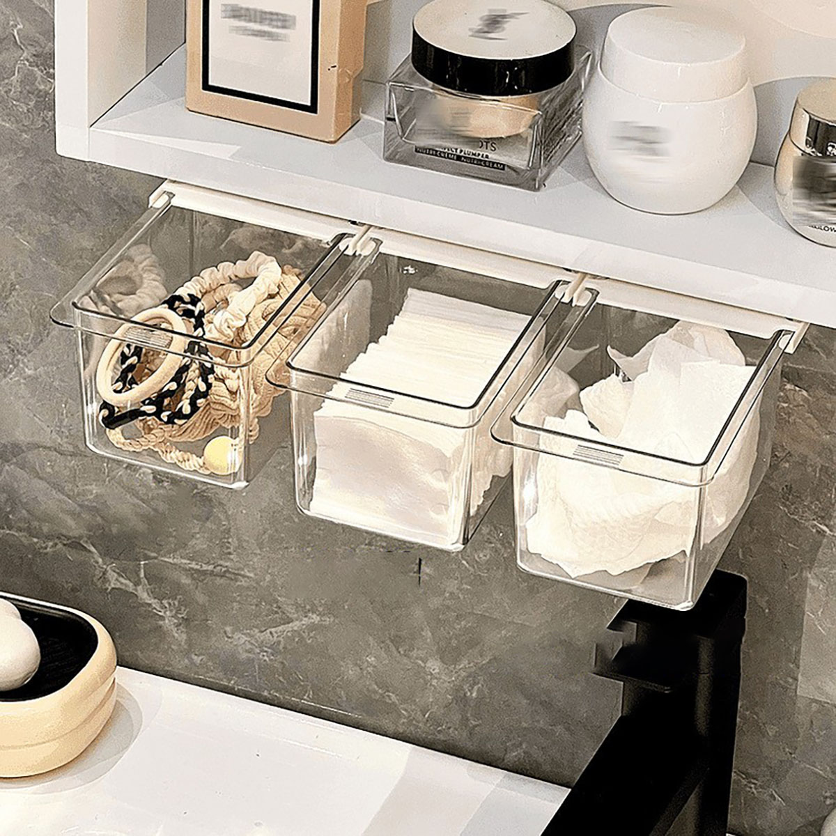 Transparent Bathroom Cotton St - Face Mask Storage Box ulasan dan harga