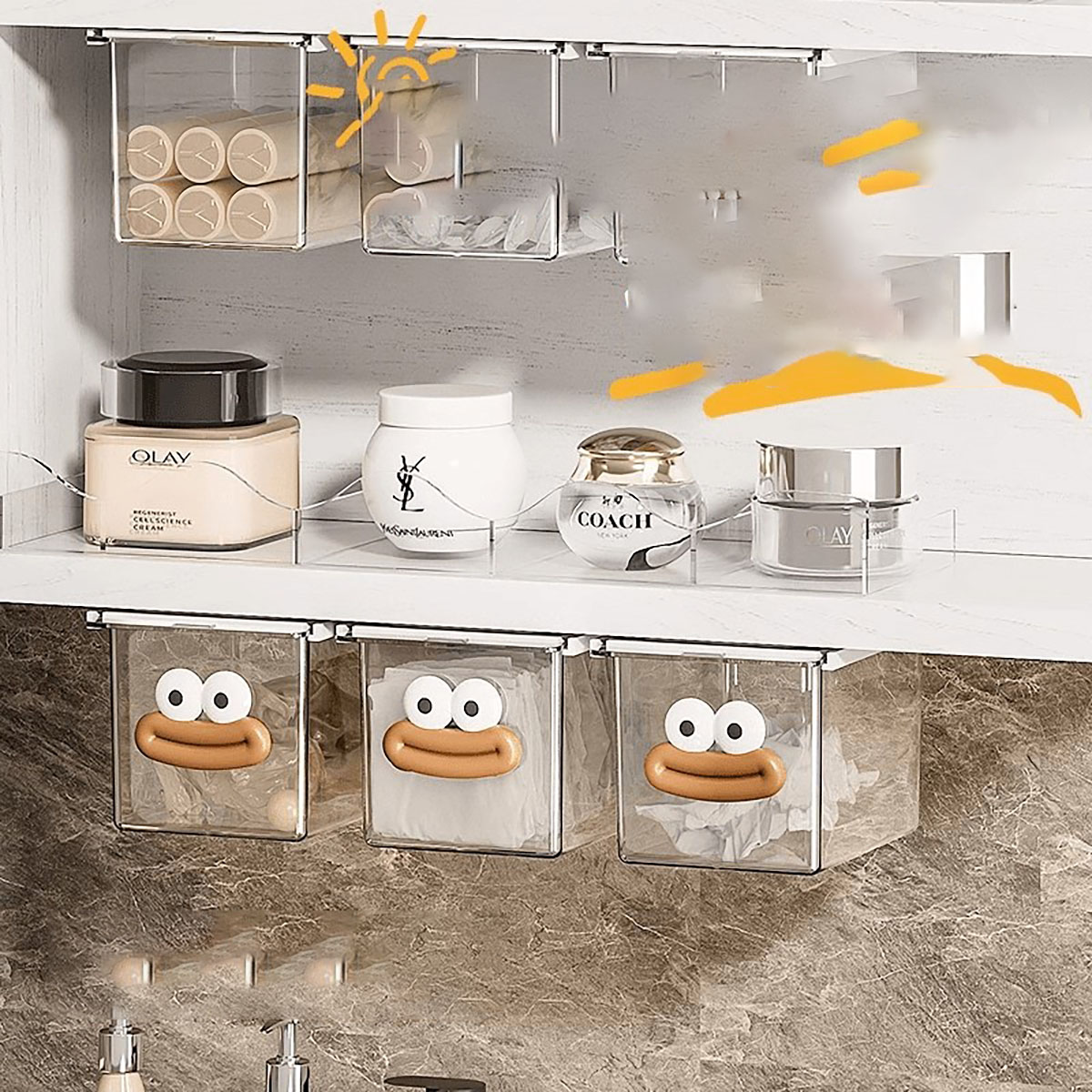 Transparent Bathroom Cotton St - Face Mask Storage Box ulasan dan harga
