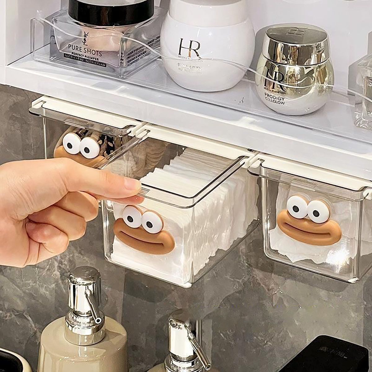 Transparent Bathroom Cotton St - Face Mask Storage Box ulasan dan harga